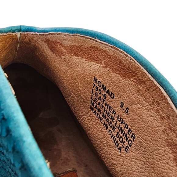 Miz Mooz Womens Nomad Turquoise Blue Leather Heeled Ankle Boots, Western, Sz 9.5 - Picture 5 of 9